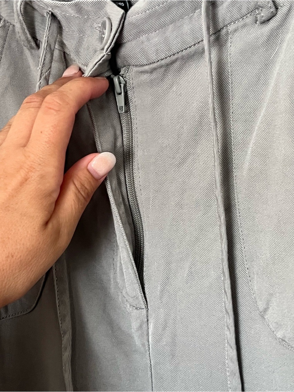 Sincerely Jules Sage Green Utility Cargo Pants Tencel Rayon Gorpcore Relaxed Fit - Picture 5 of 10